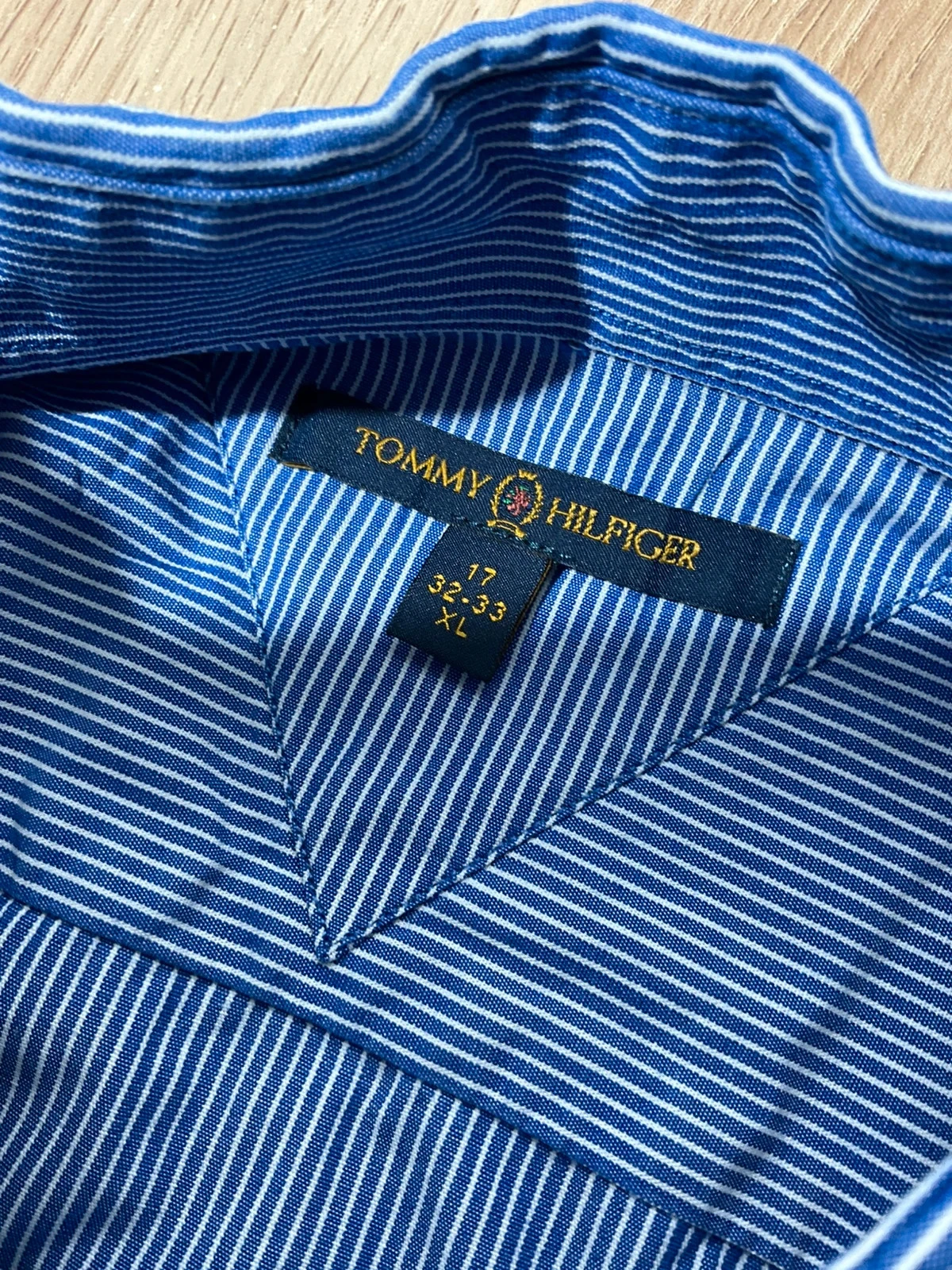 Chemise Tommy Hilfiger Crest XL 17 32-33 Chic 100% Coton Rayée Bleu – photo 5
